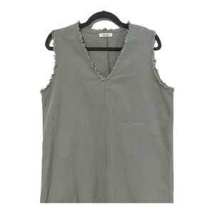 Mod Ref Olive Green Fringe Linen Tank | Large |